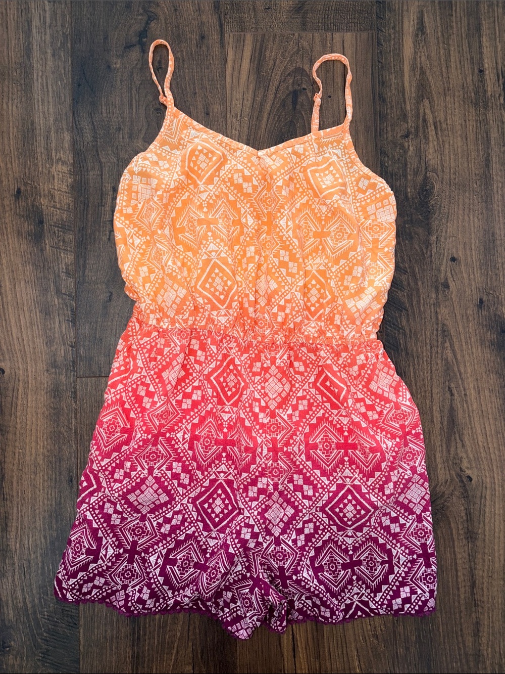 Mossimo Supply Co. Orange-Pink-Purple Ombré Printed Romper